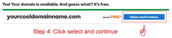 Click Select and continue - GoDaddy GoDaddy Coupon Codes for Shared Hosting