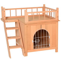 Pawhut 2-Level Wooden Cat House : Aosom