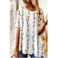 Casual Crew Neck Floral Top - Roselinlin.com Casual Crew Neck Floral Top - Roselinlin.com